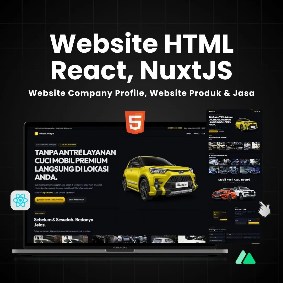 Jasa Pembuatan Website Dengan HTML, React, NuxtJS